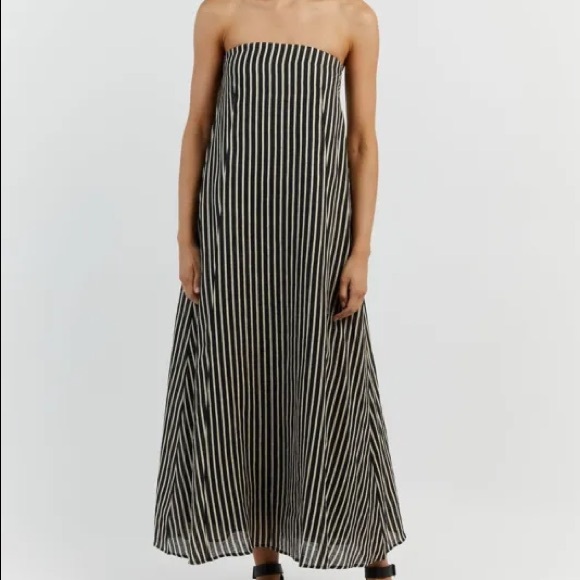 RORY BLACK LINEN MIDI DRESS - Picture 8 of 8